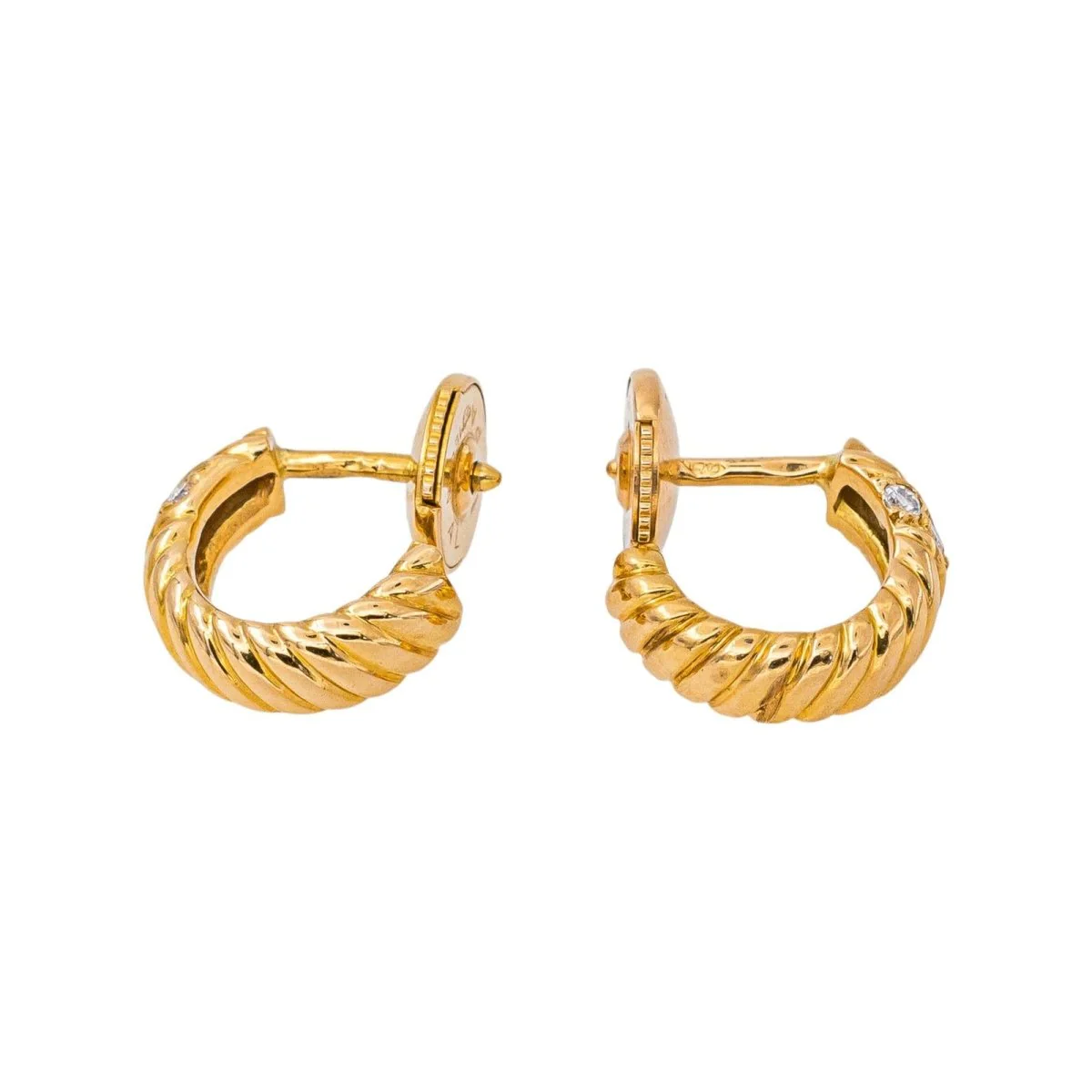 Boucles d'oreilles Créoles en or jaune et diamants - Image 7