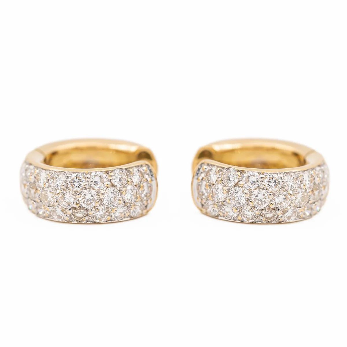 Boucles d'oreilles Créoles en or jaune et diamants - Image 2