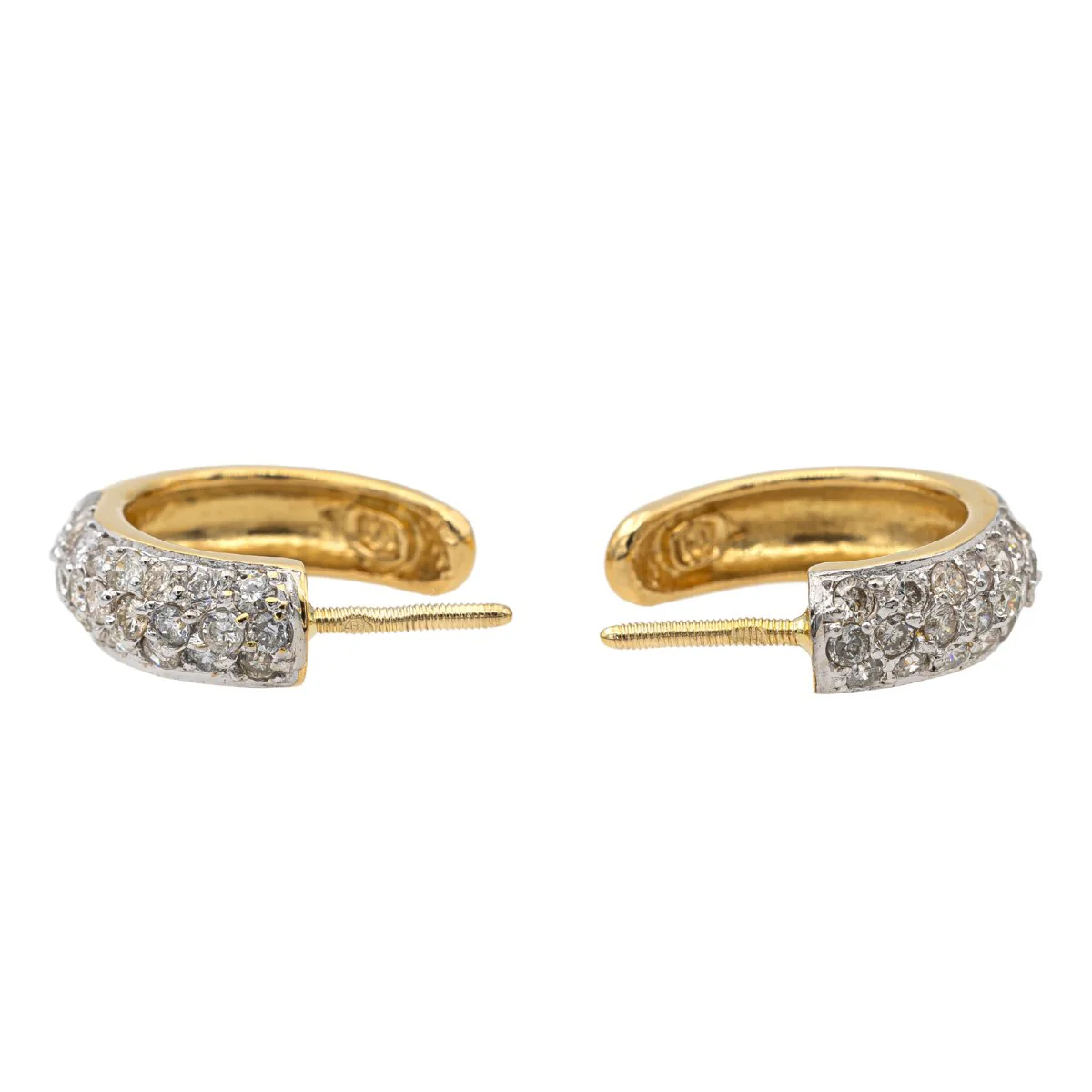 Boucles d'oreilles Créoles en or jaune et diamants - Image 4