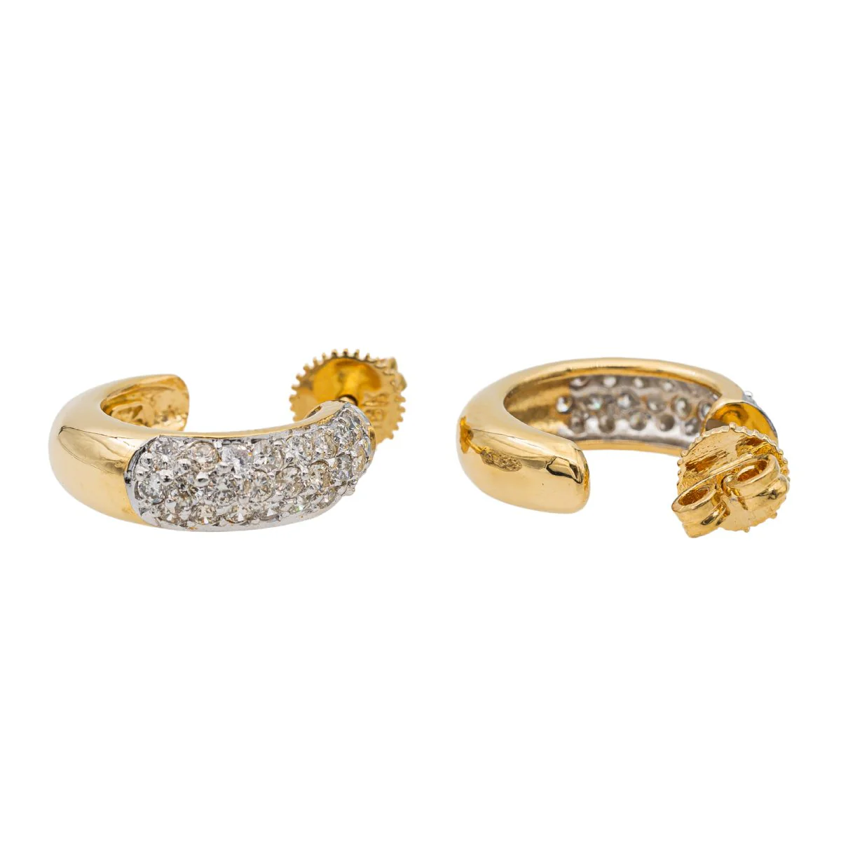 Boucles d'oreilles Créoles en or jaune et diamants - Image 5