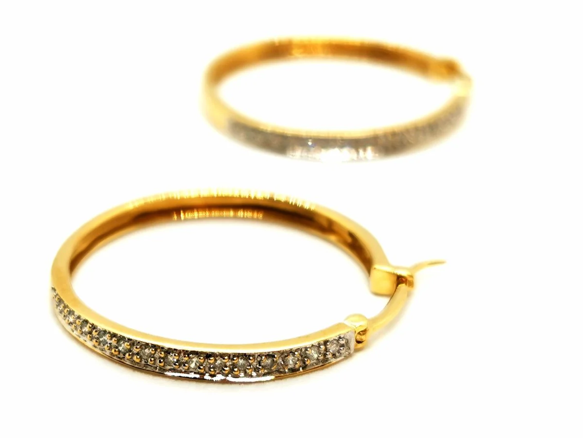Boucles d'oreilles Créoles Or jaune Diamants - Image 3