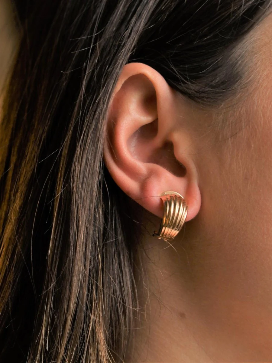 Boucles d'oreilles Demi-Créoles à clip en or rose - Image 6