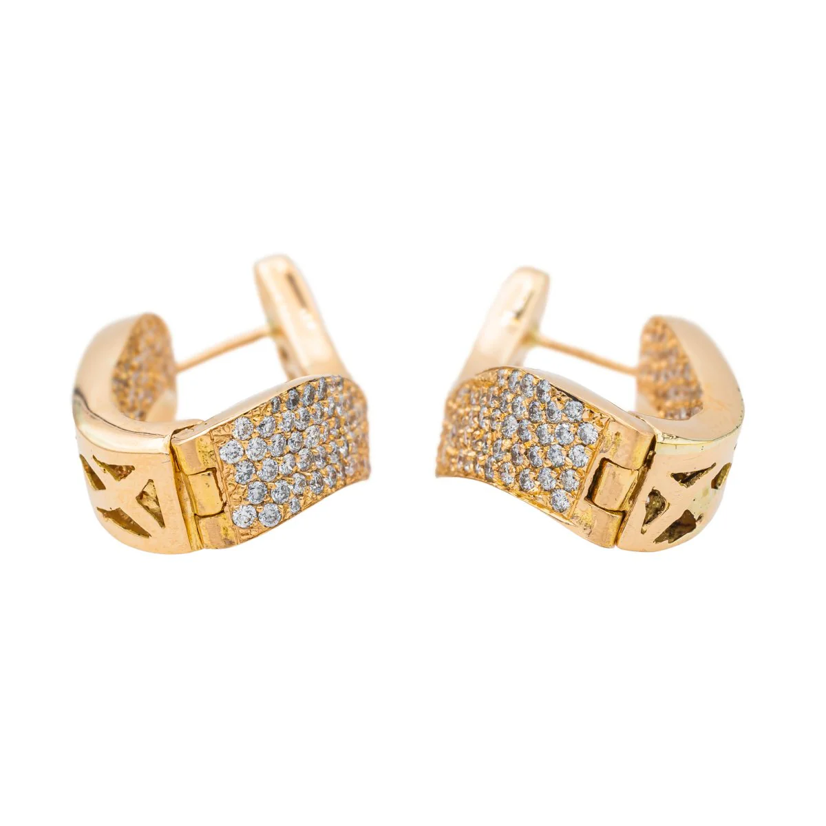 Boucles d'oreilles Créoles Or rose Diamant - Image 3