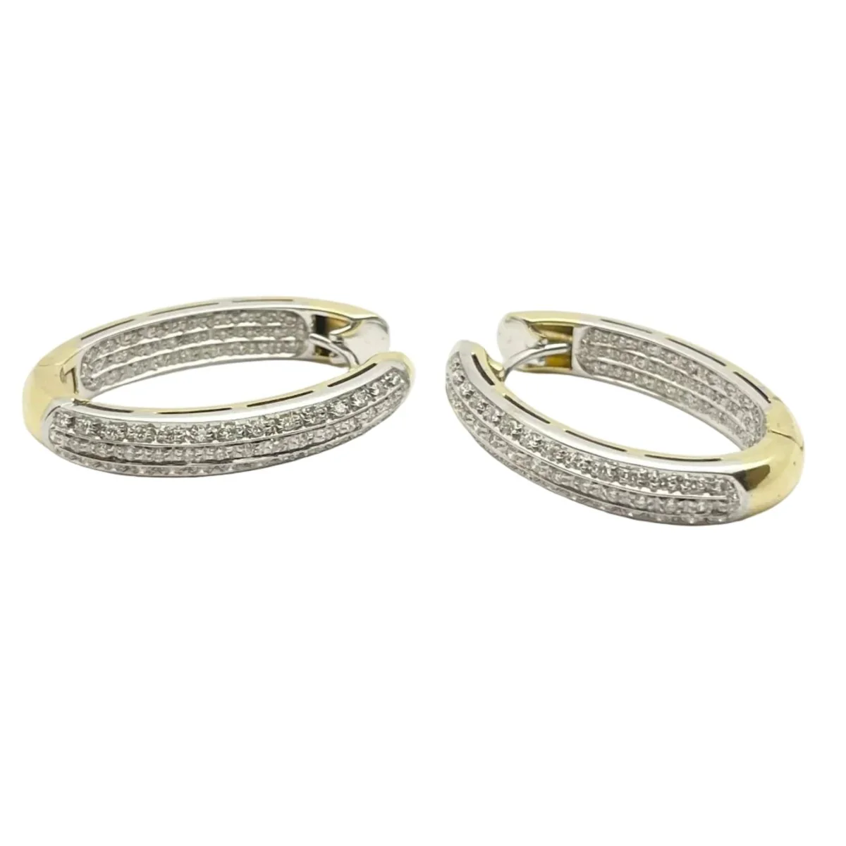 Boucles d'oreilles Créoles RECARLO en or blanc, or jaune et diamants - Image 3