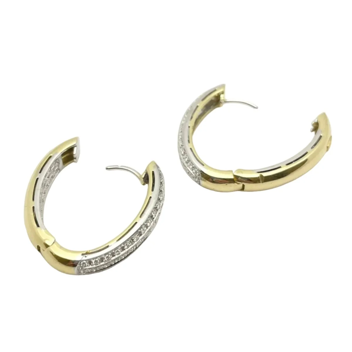 Boucles d'oreilles Créoles RECARLO en or blanc, or jaune et diamants - Image 4