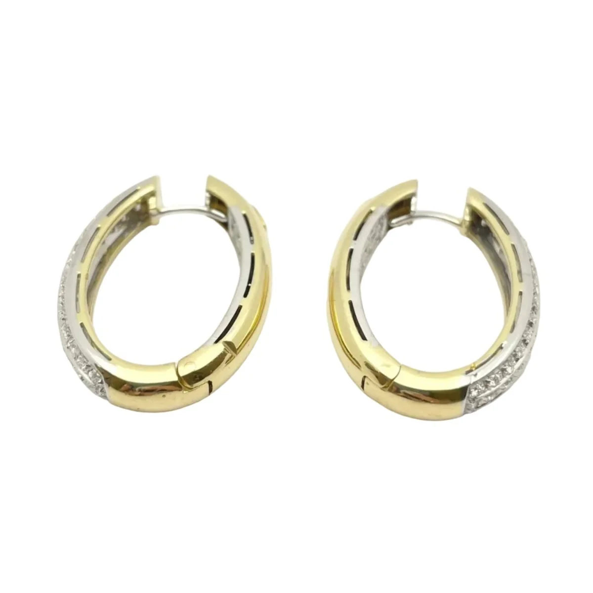 Boucles d'oreilles Créoles RECARLO en or blanc, or jaune et diamants - Image 5