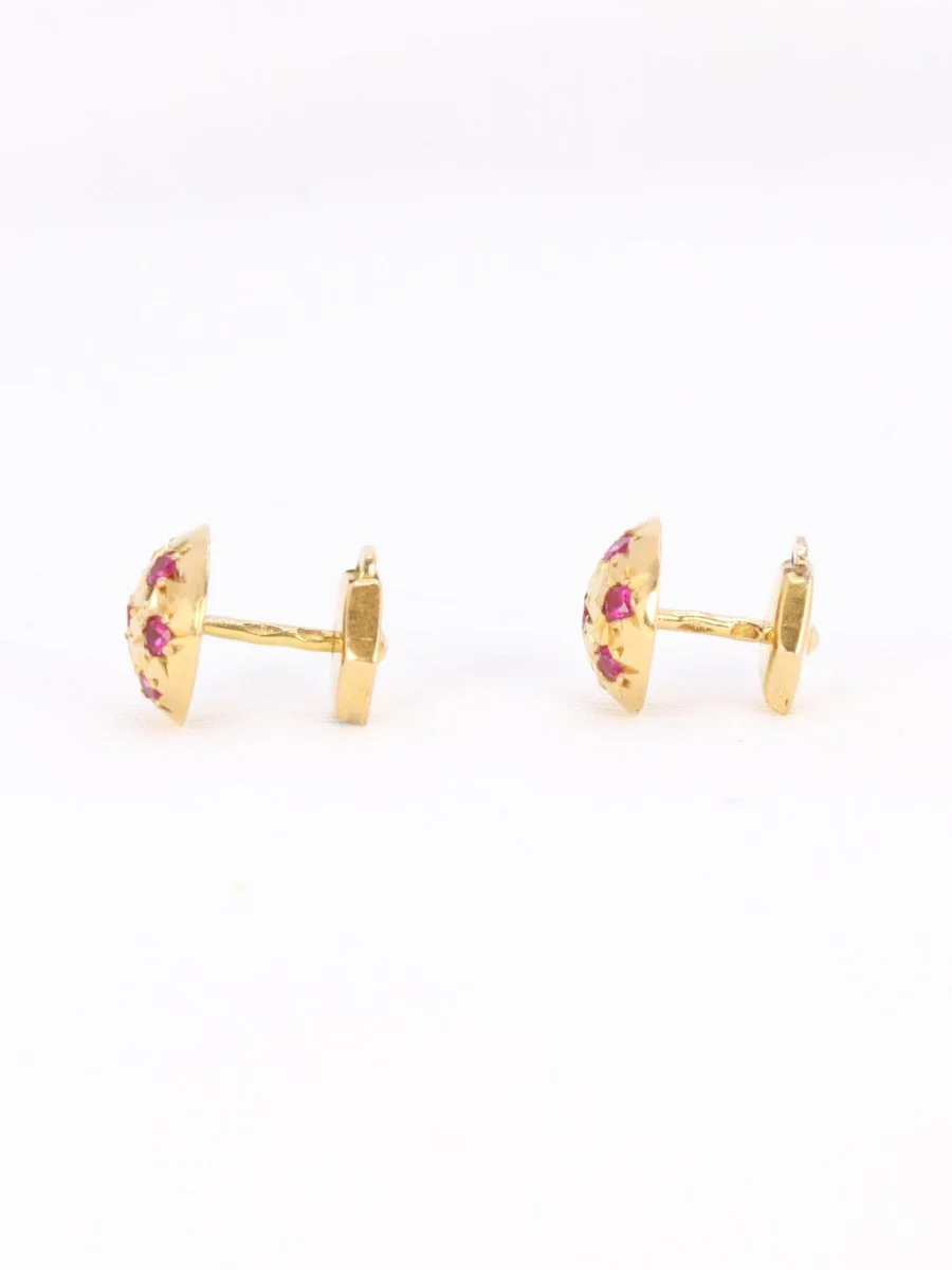 Boucles d'oreilles demi-boules or jaune rubis serti étoile - Image 4