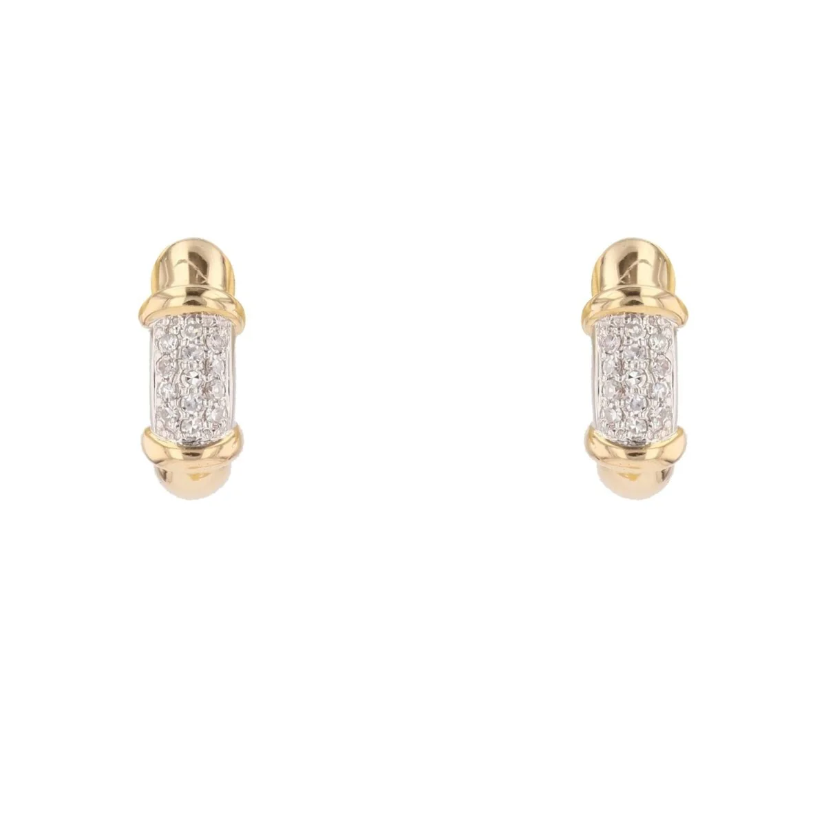Boucles d'oreilles Créoles en or jaune, or blanc et diamants