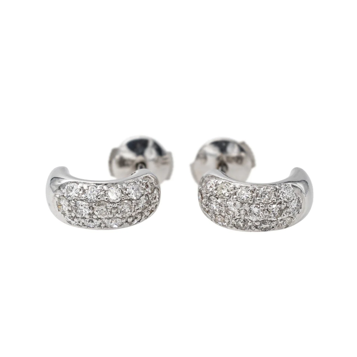 Boucles d'oreilles Demi créoles Or blanc Diamant - Image 3