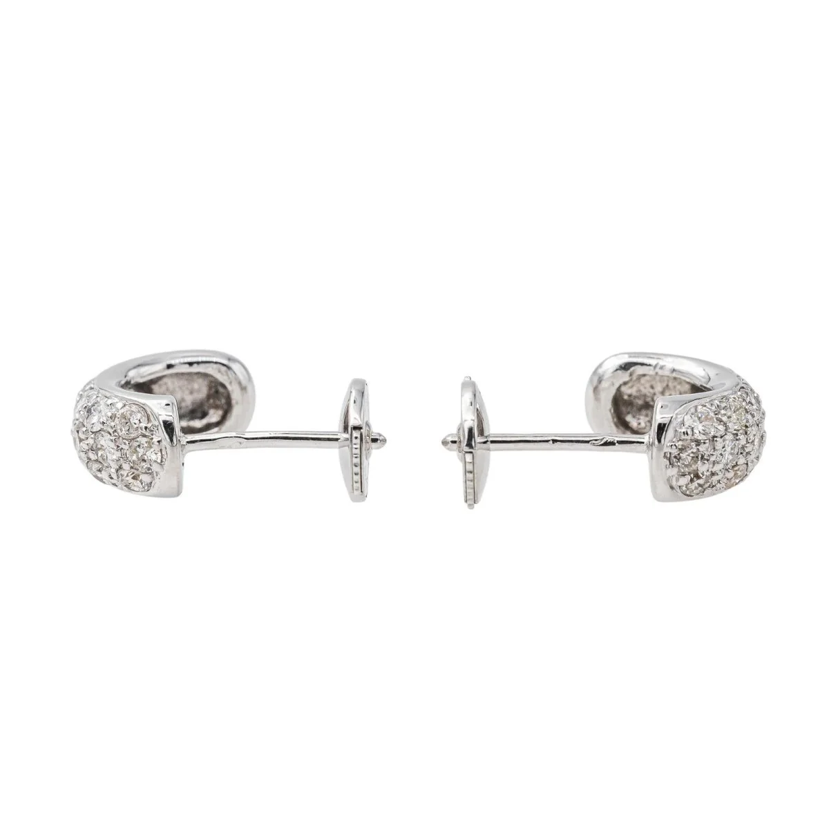 Boucles d'oreilles Demi créoles Or blanc Diamant - Image 4