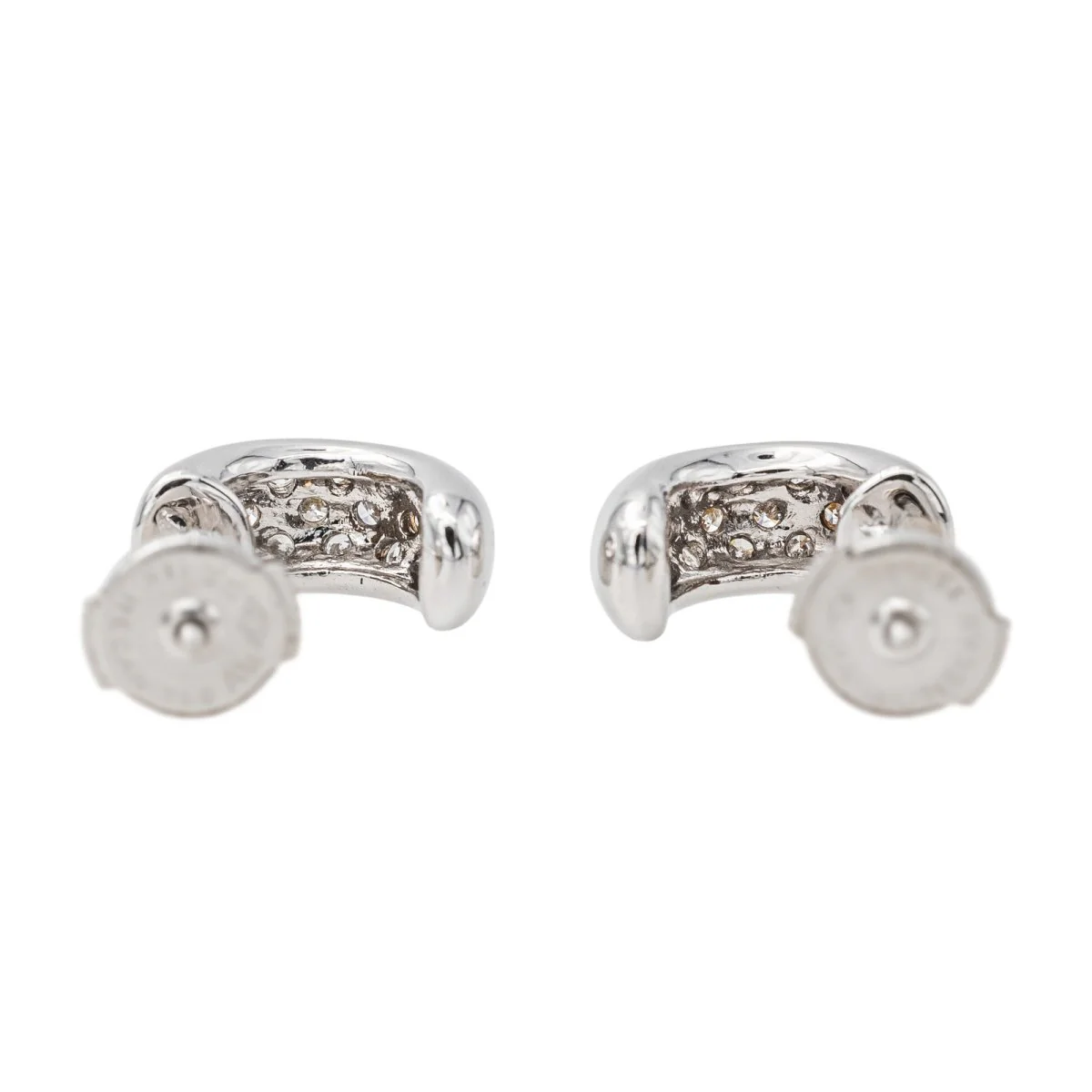 Boucles d'oreilles Demi créoles Or blanc Diamant - Image 5