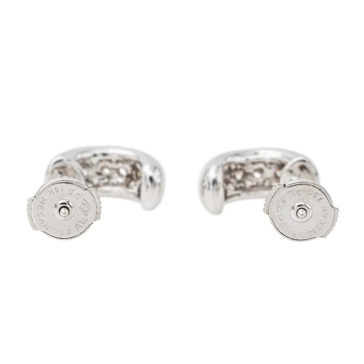 Boucles d'oreilles Demi créoles Or blanc Diamant - Image 6