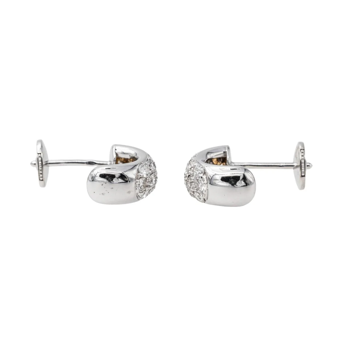 Boucles d'oreilles Demi créoles Or blanc Diamant - Image 7