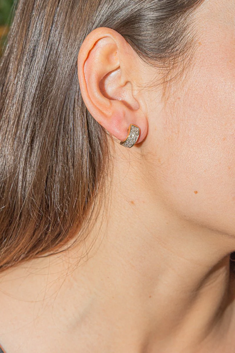Boucles d'oreilles Demi créoles Or jaune Diamant - Image 2