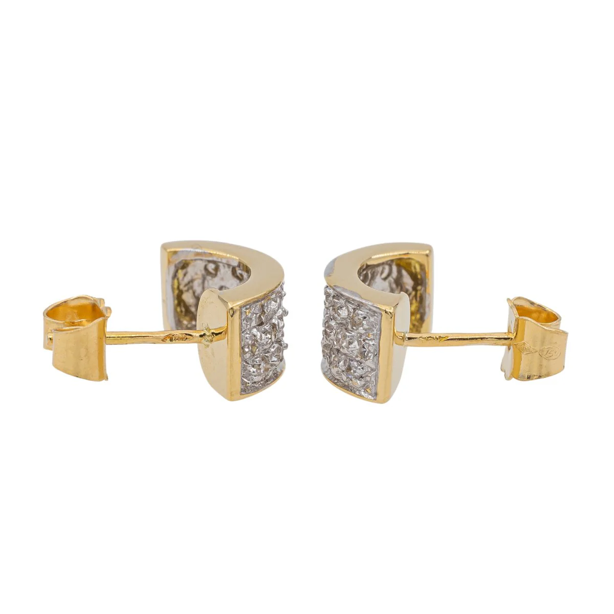 Boucles d'oreilles Demi créoles Or jaune Diamant - Image 3