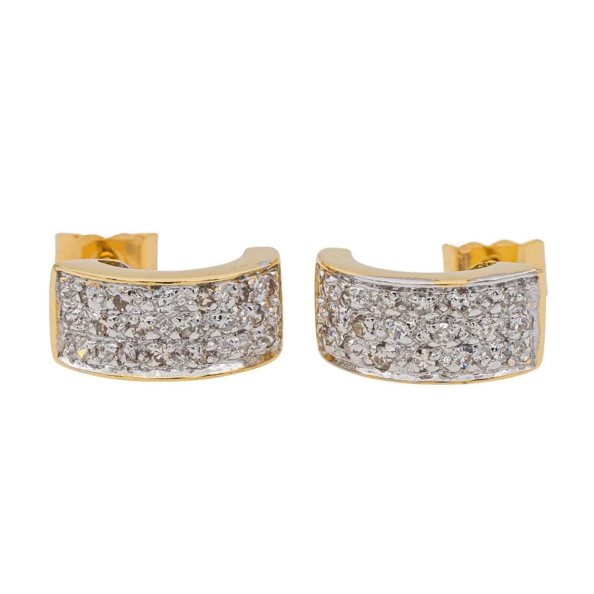 Boucles d'oreilles Demi créoles Or jaune Diamant - Image 4