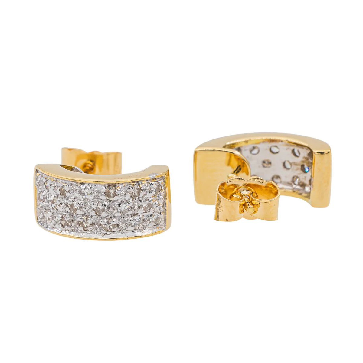 Boucles d'oreilles Demi créoles Or jaune Diamant - Image 6