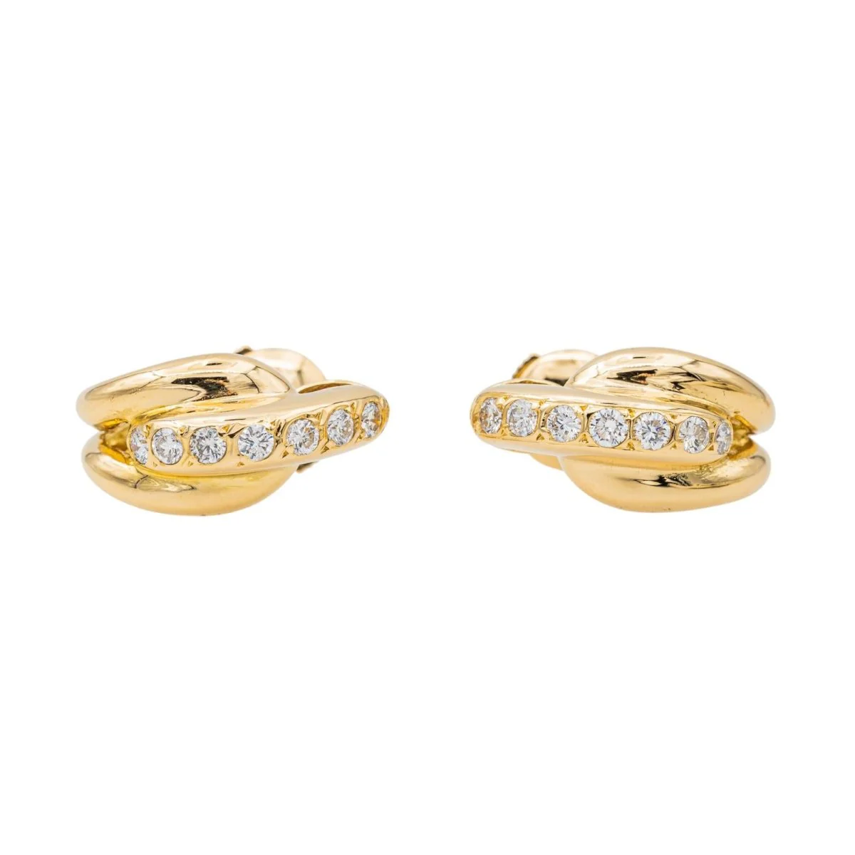 Boucles d'oreilles Demi créoles Or Jaune Diamant - Image 3