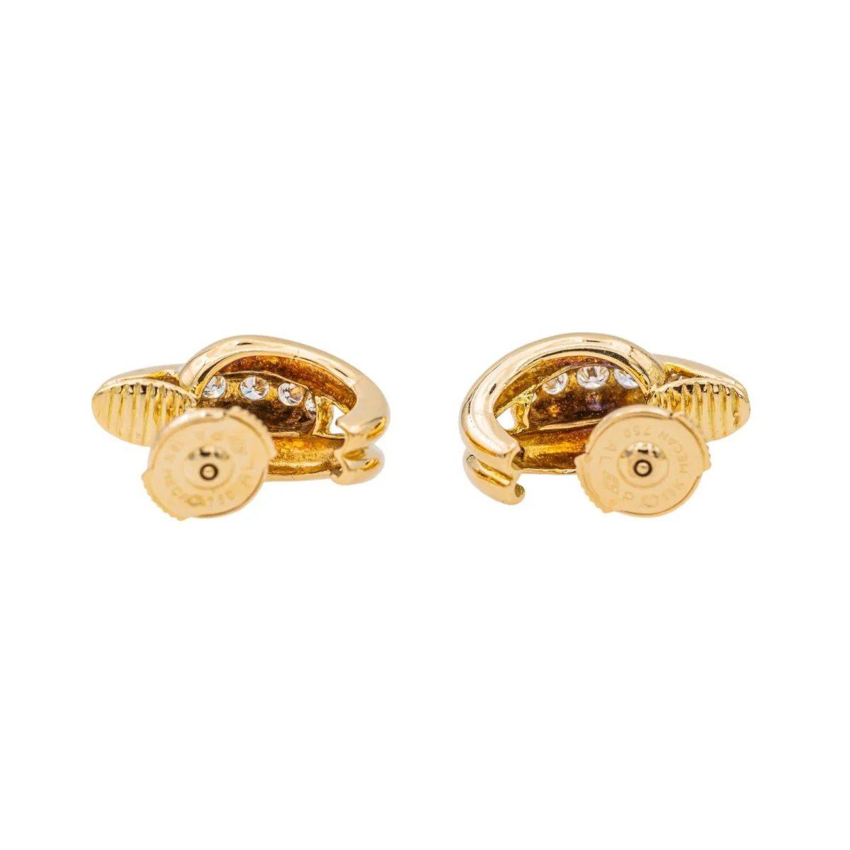 Boucles d'oreilles Demi créoles Or Jaune Diamant - Image 4
