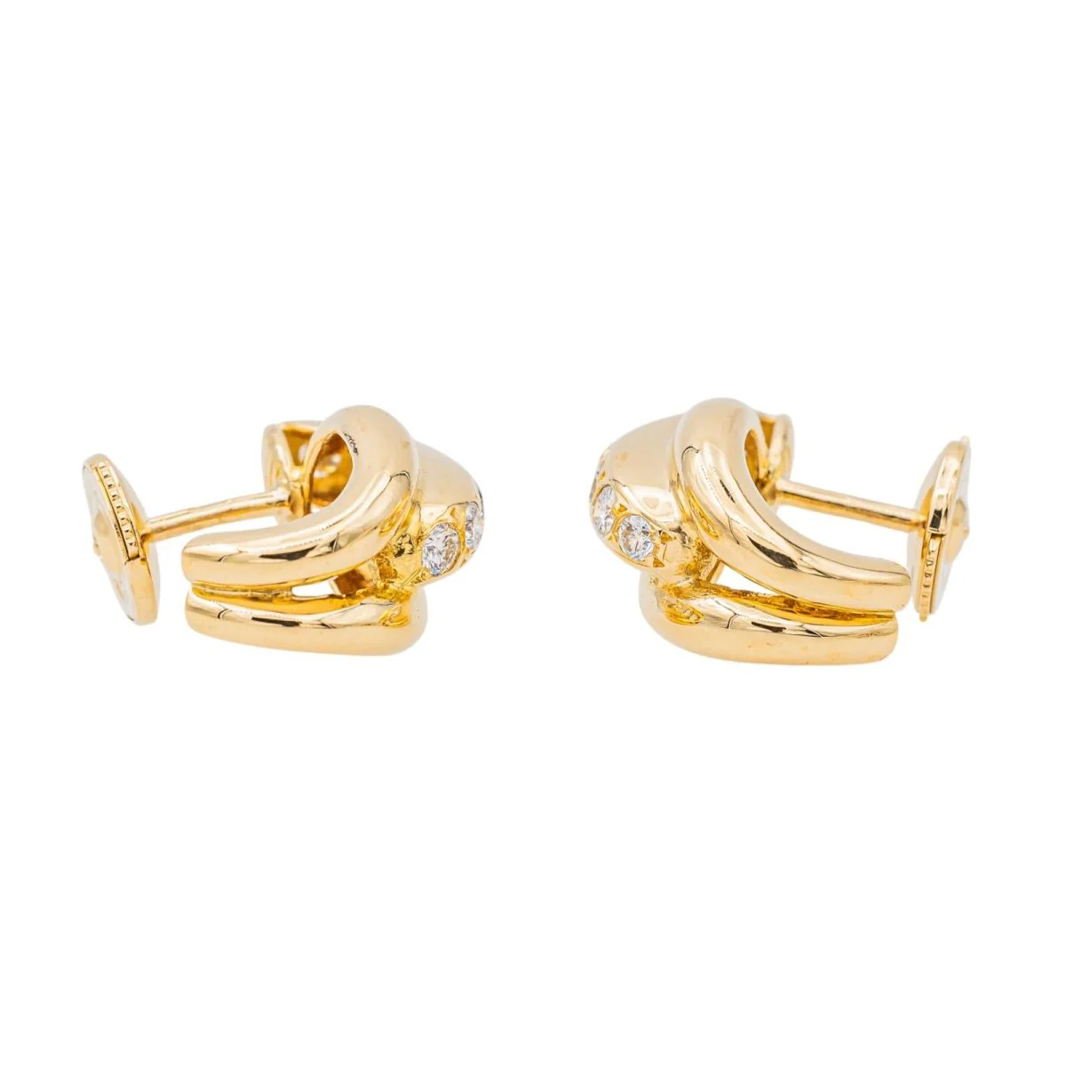 Boucles d'oreilles Demi créoles Or Jaune Diamant - Image 5
