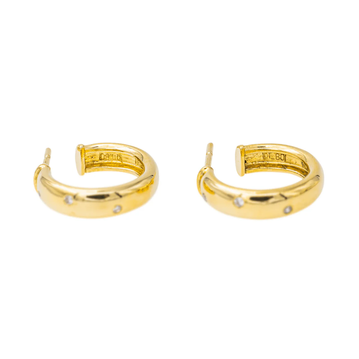 Boucles d'oreilles Demi-créoles Or jaune Diamant - Image 8