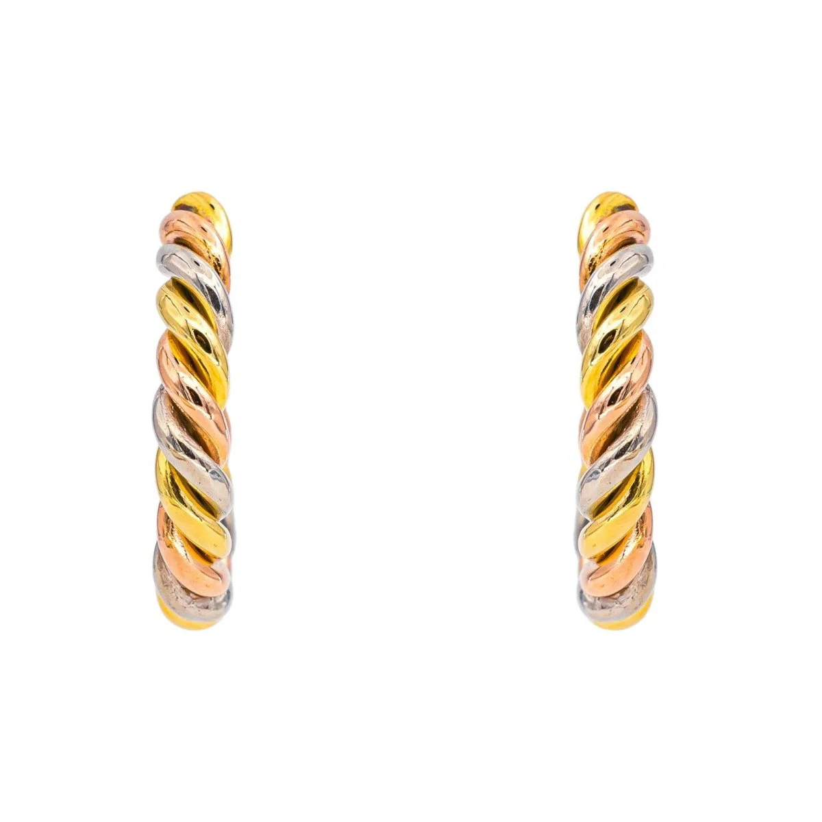 Boucles d'oreilles Créoles en or jaune, or rose et or blanc