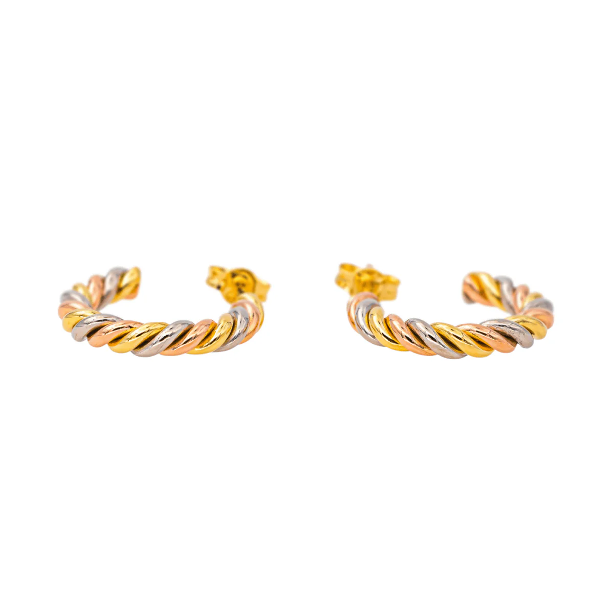 Boucles d'oreilles Créoles en or jaune, or rose et or blanc - Image 3