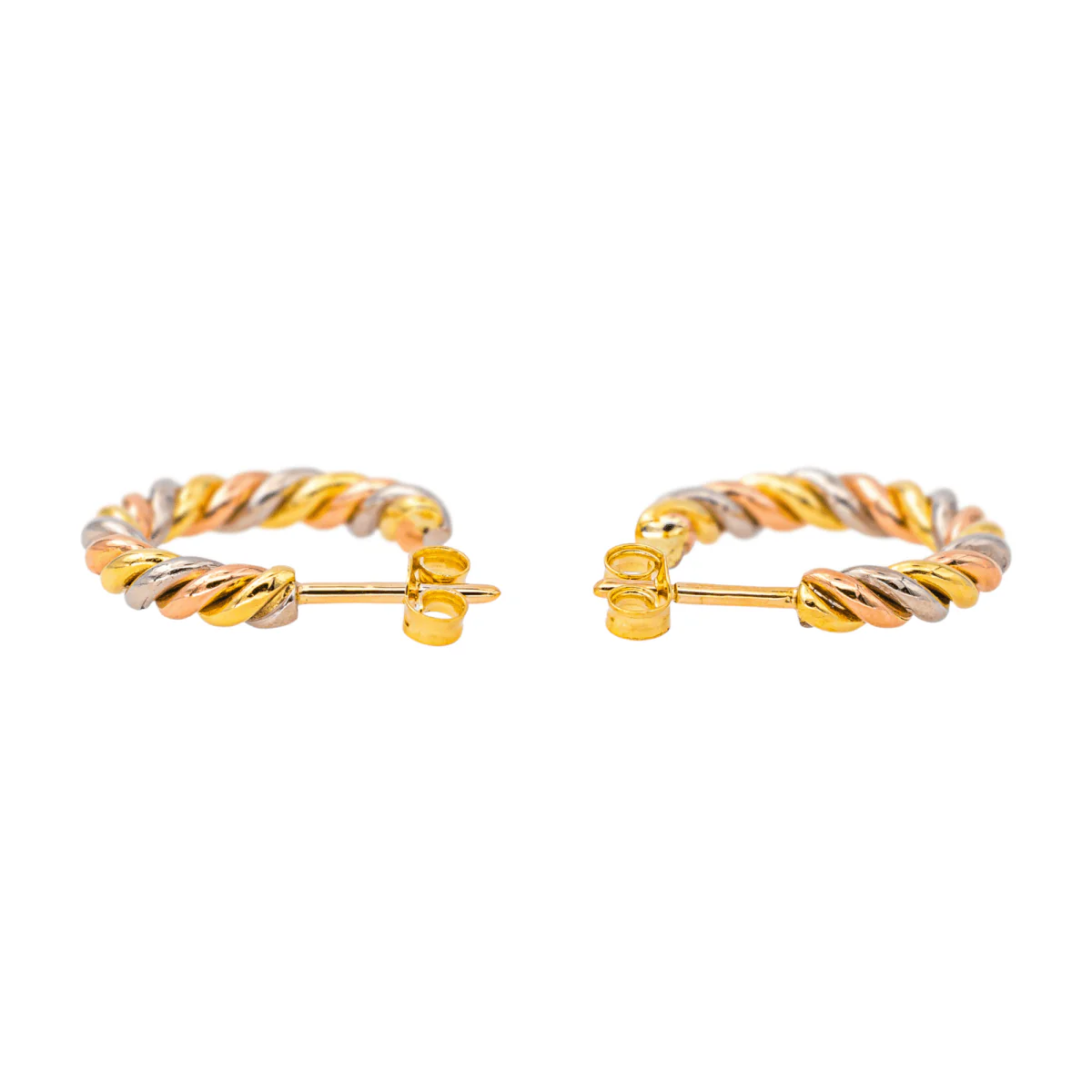 Boucles d'oreilles Créoles en or jaune, or rose et or blanc - Image 4
