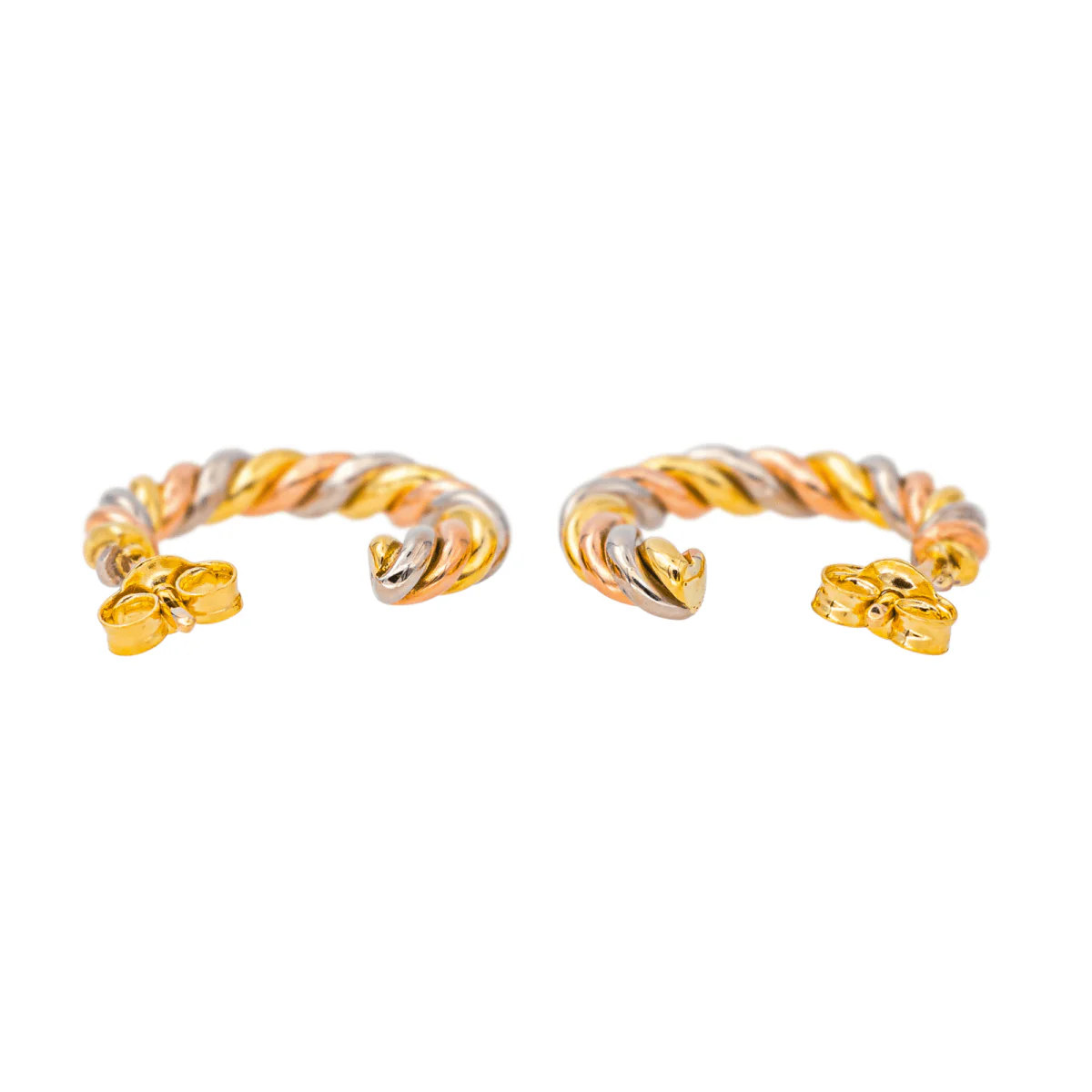 Boucles d'oreilles Créoles en or jaune, or rose et or blanc - Image 5
