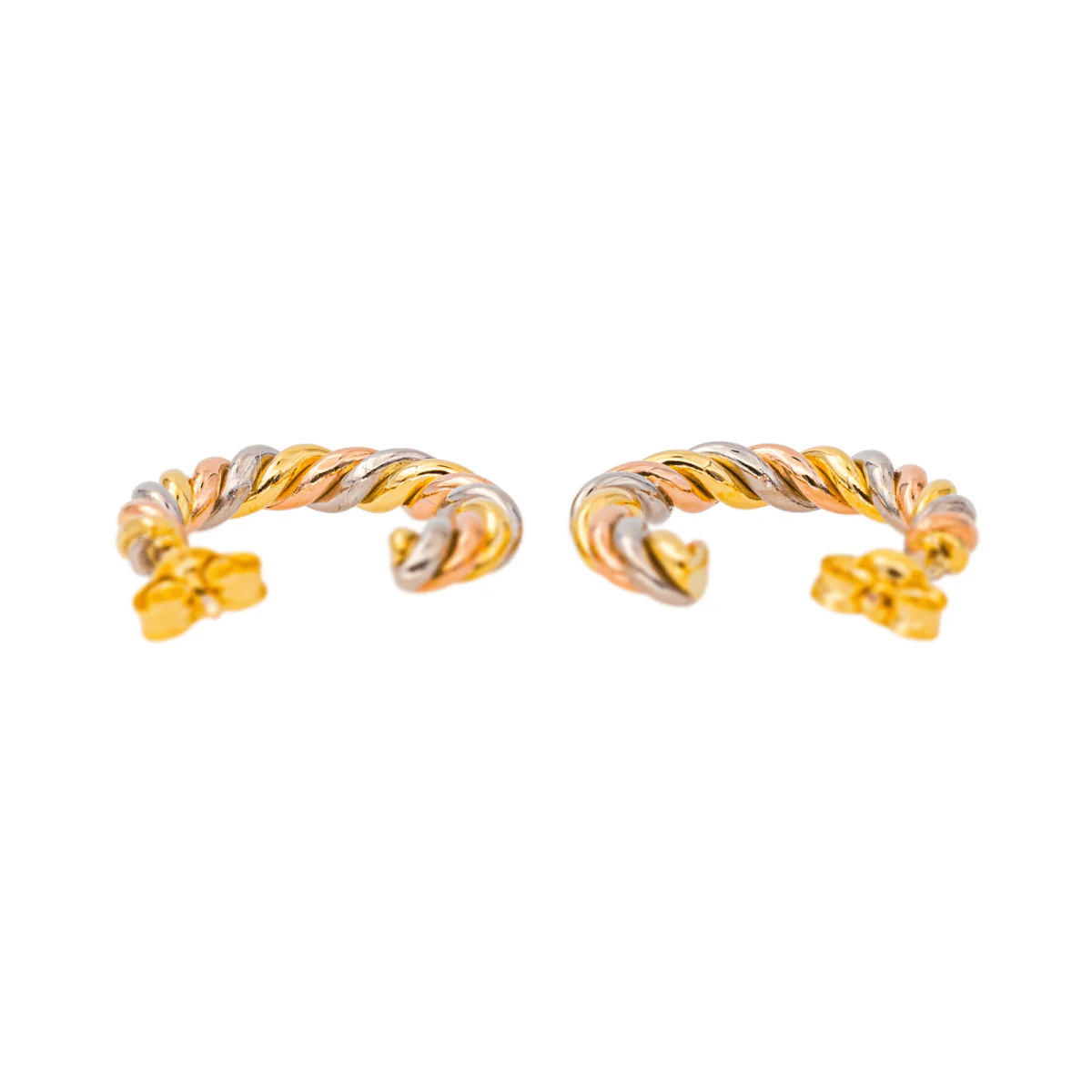 Boucles d'oreilles Créoles en or jaune, or rose et or blanc - Image 6