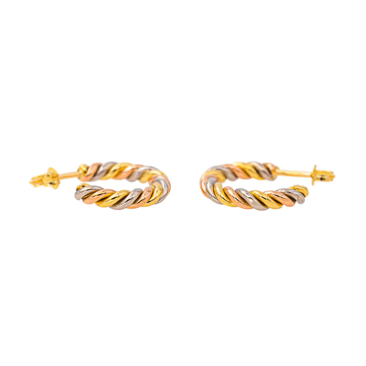 Boucles d'oreilles Créoles en or jaune, or rose et or blanc - Image 7