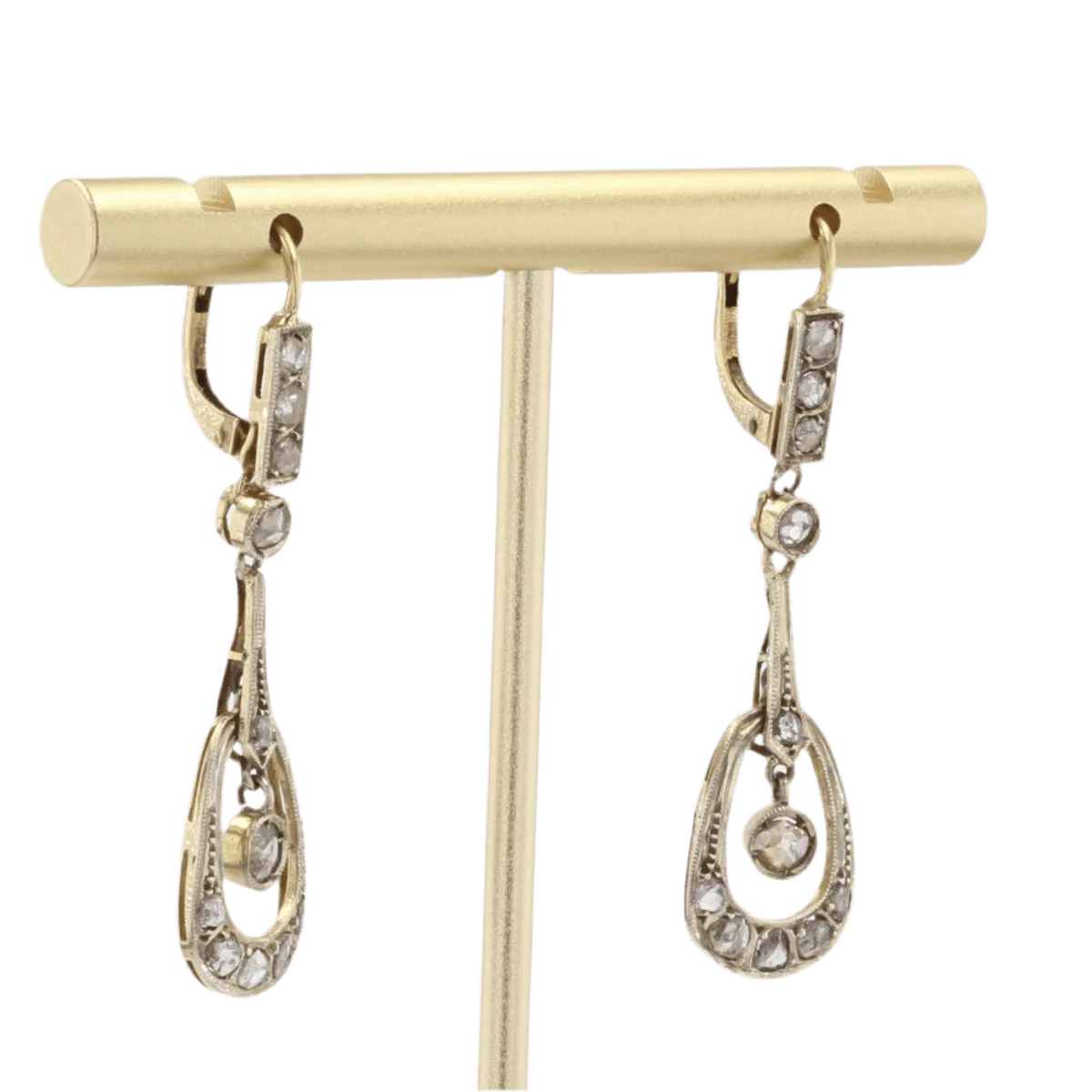 Boucles d'oreilles Pendantes en or jaune, or blanc et diamants - Image 4
