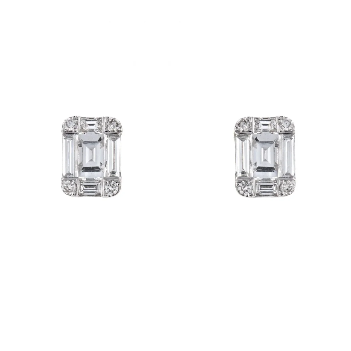 Boucles d'oreilles Puces en or blanc et diamants