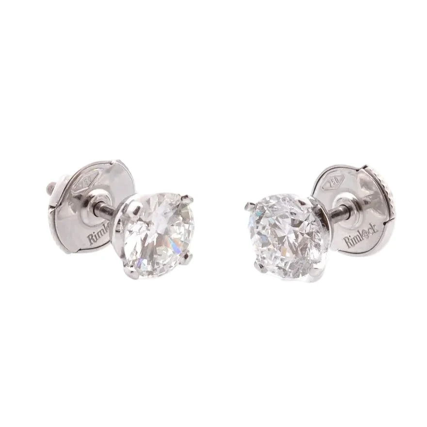 Boucles d'oreilles Puces en or blanc et diamants - Image 2
