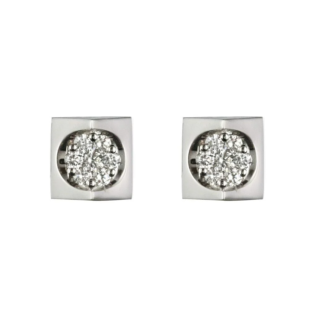 Boucles d'oreilles Puces en or blanc et diamants