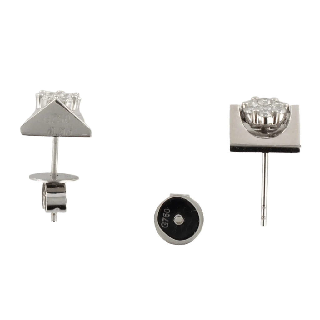 Boucles d'oreilles Puces en or blanc et diamants - Image 5