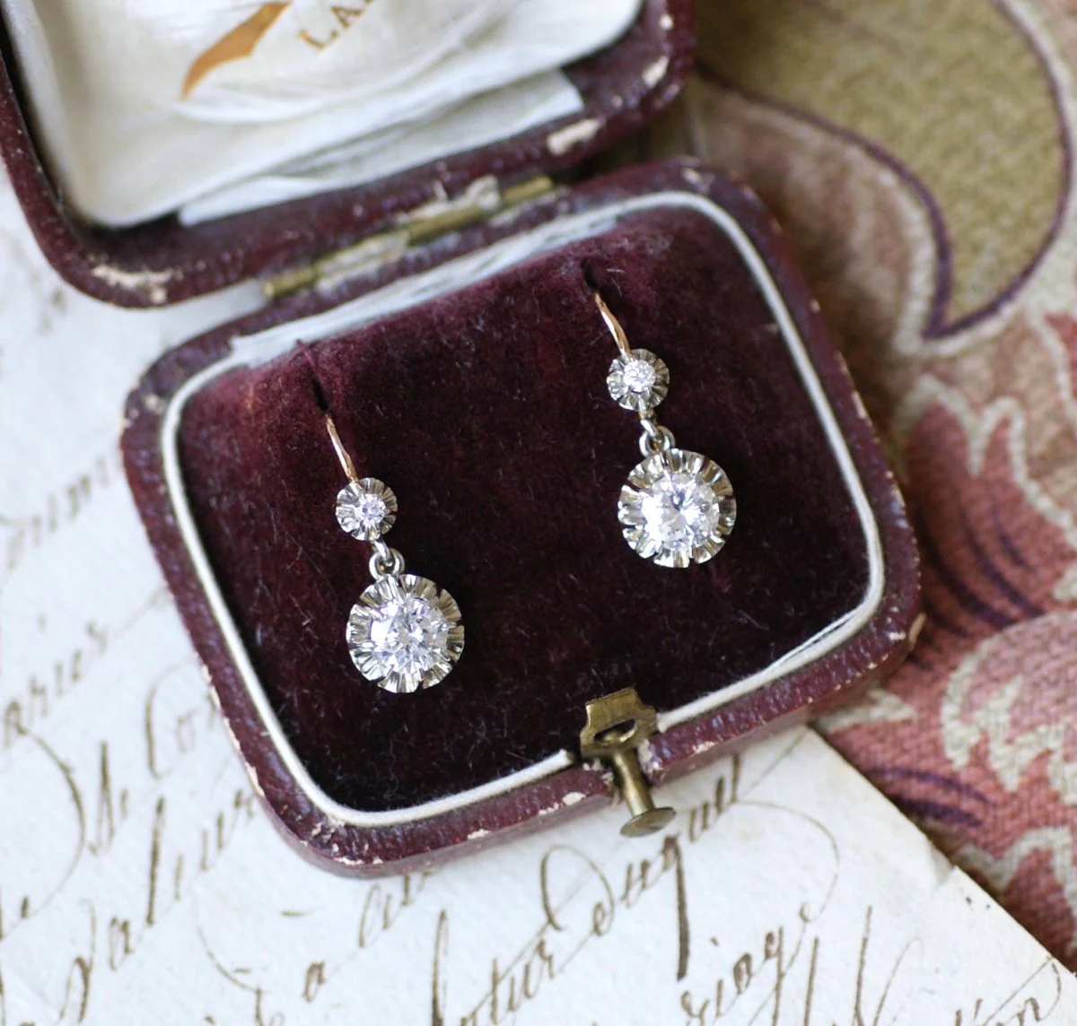Dormeuses Art Déco Or et Diamants 0.90 Ct