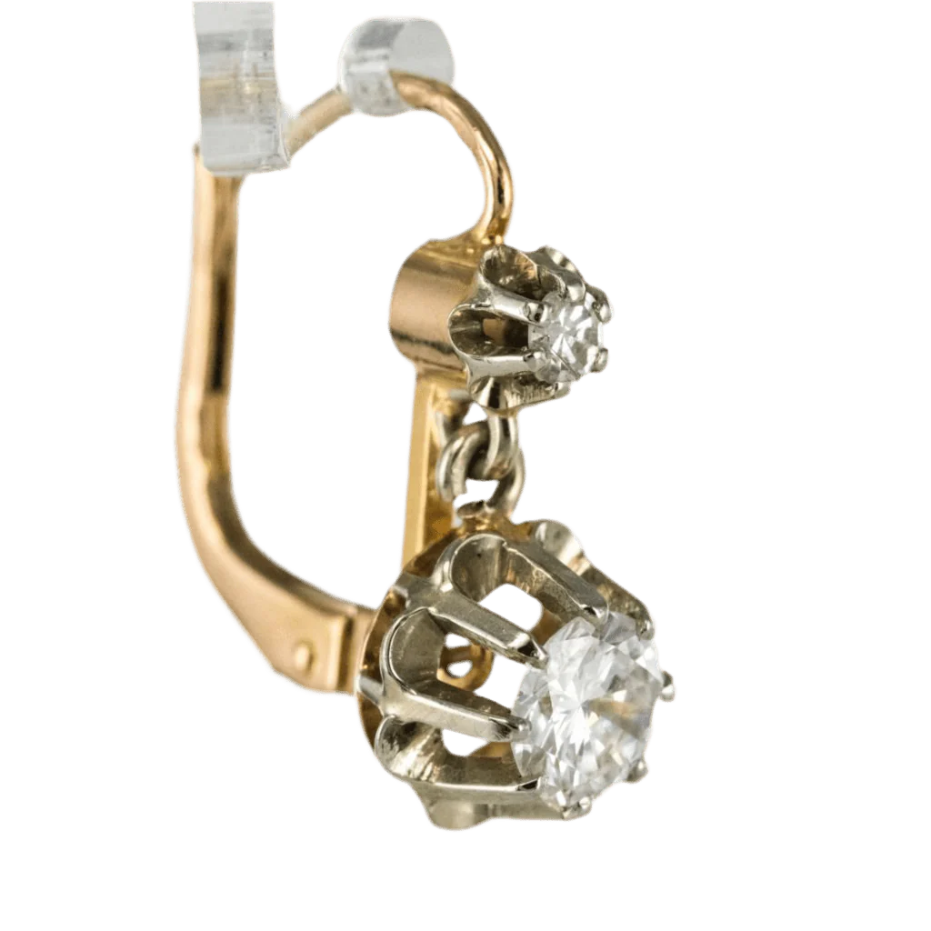 Boucles d'oreilles Dormeuses en or rose, or blanc et diamants - Image 3