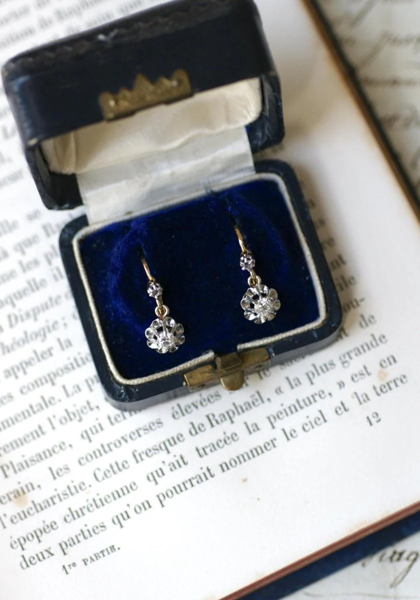 Dormeuses Diamants 0,30 Ct Or Jaune et Platine - Image 8