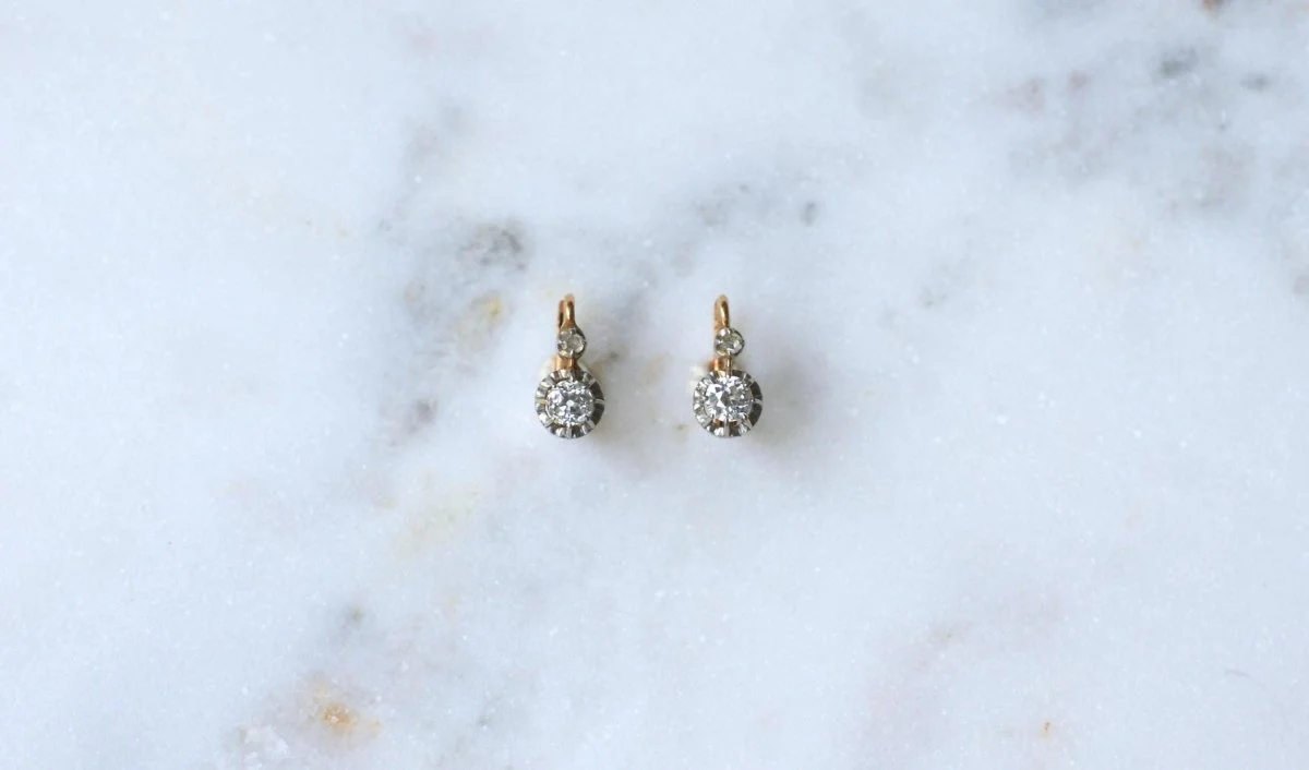 Dormeuses Diamants 0.60 Ct Or Rose et Platine
