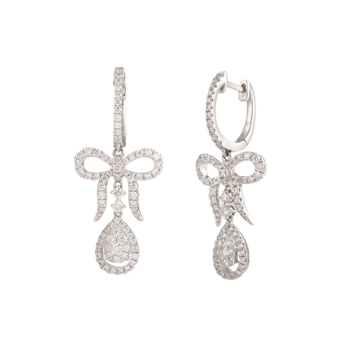 Boucles d'oreilles Dormeuses en or blanc et diamants - Image 3