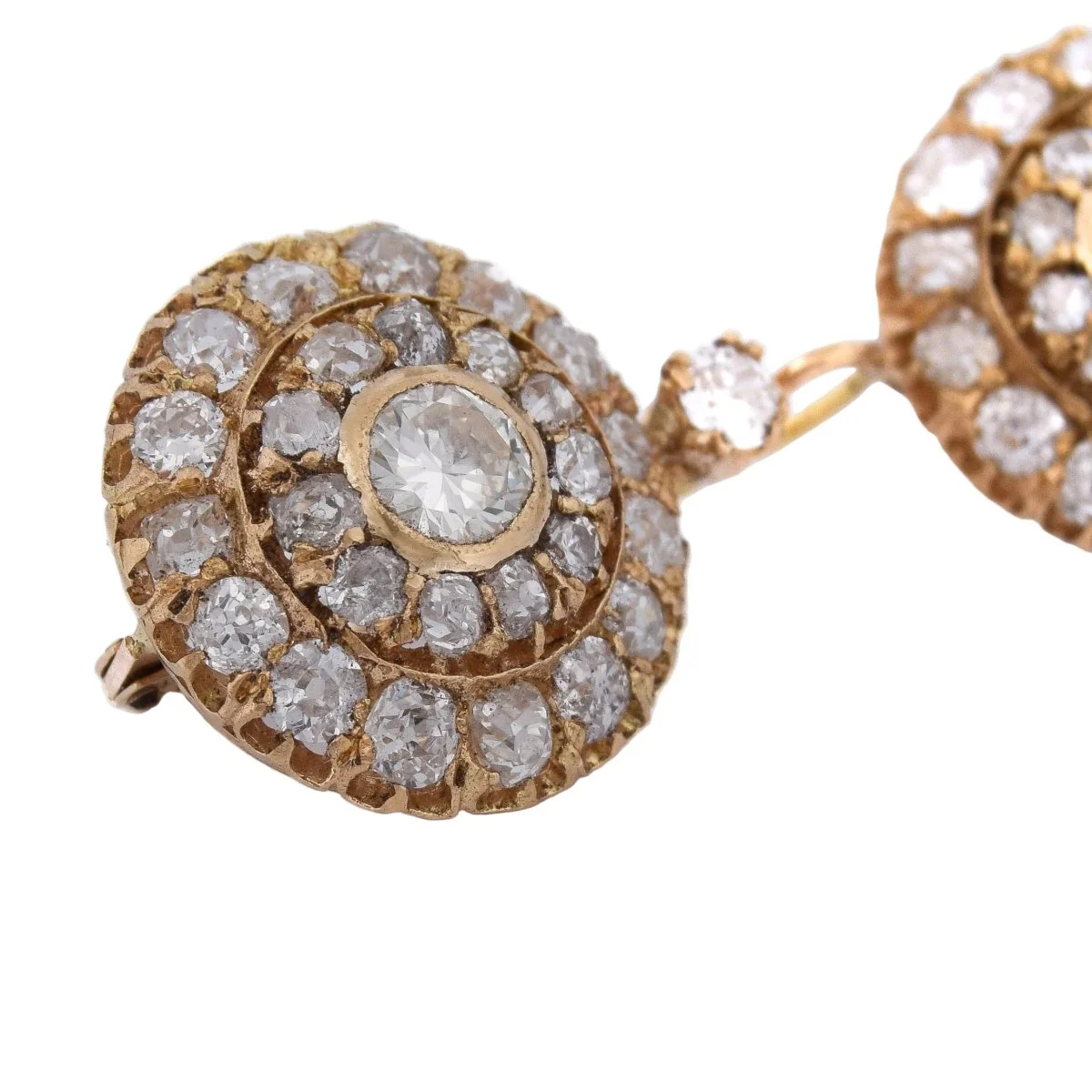 Boucles d'oreilles Dormeuses en or jaune et diamants - Image 2
