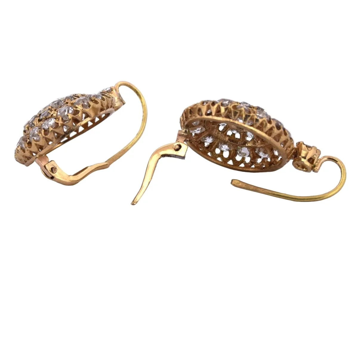 Boucles d'oreilles Dormeuses en or jaune et diamants - Image 3
