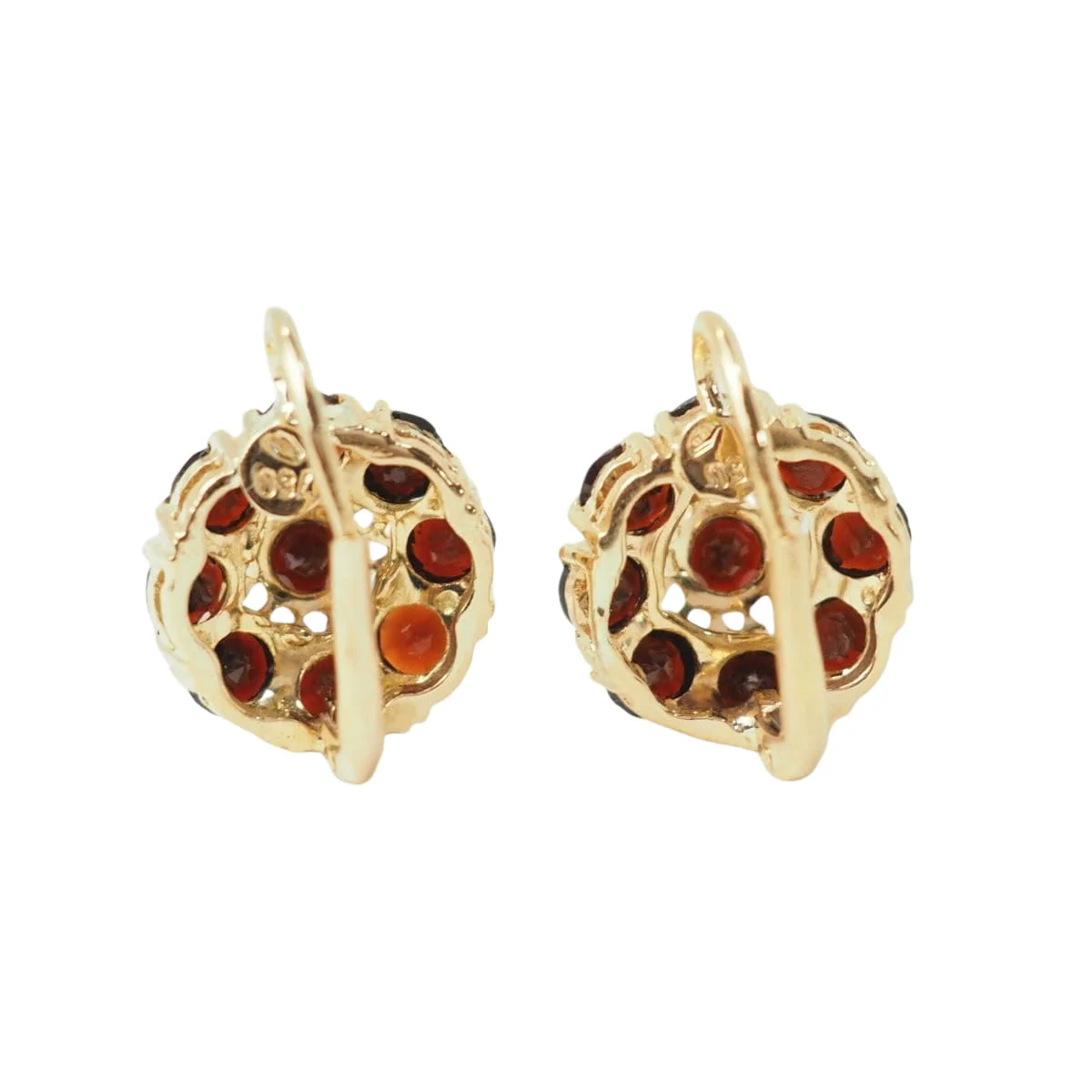 Boucles d'oreilles Dormeuses en or jaune et grenats - Image 3