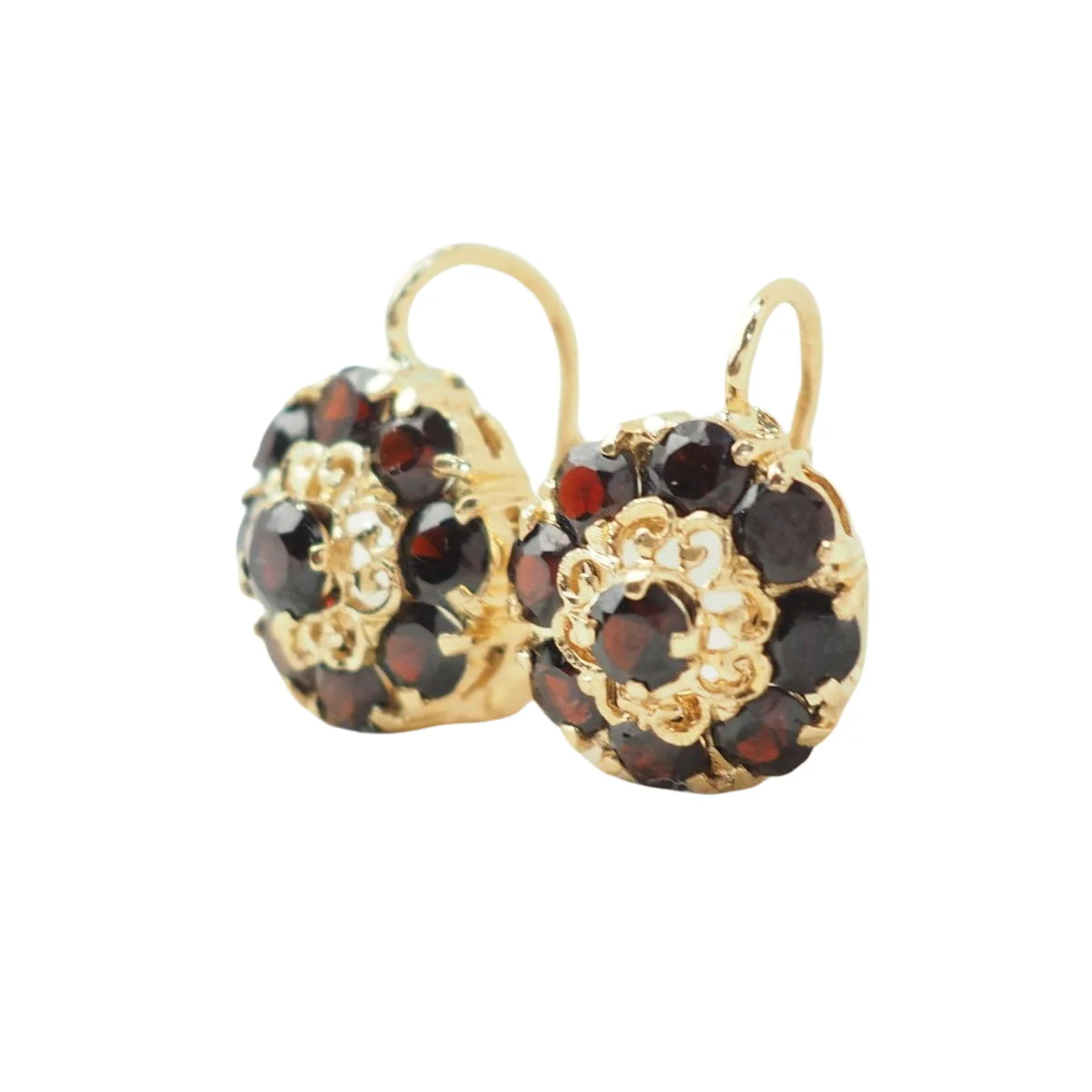 Boucles d'oreilles Dormeuses en or jaune et grenats - Image 4