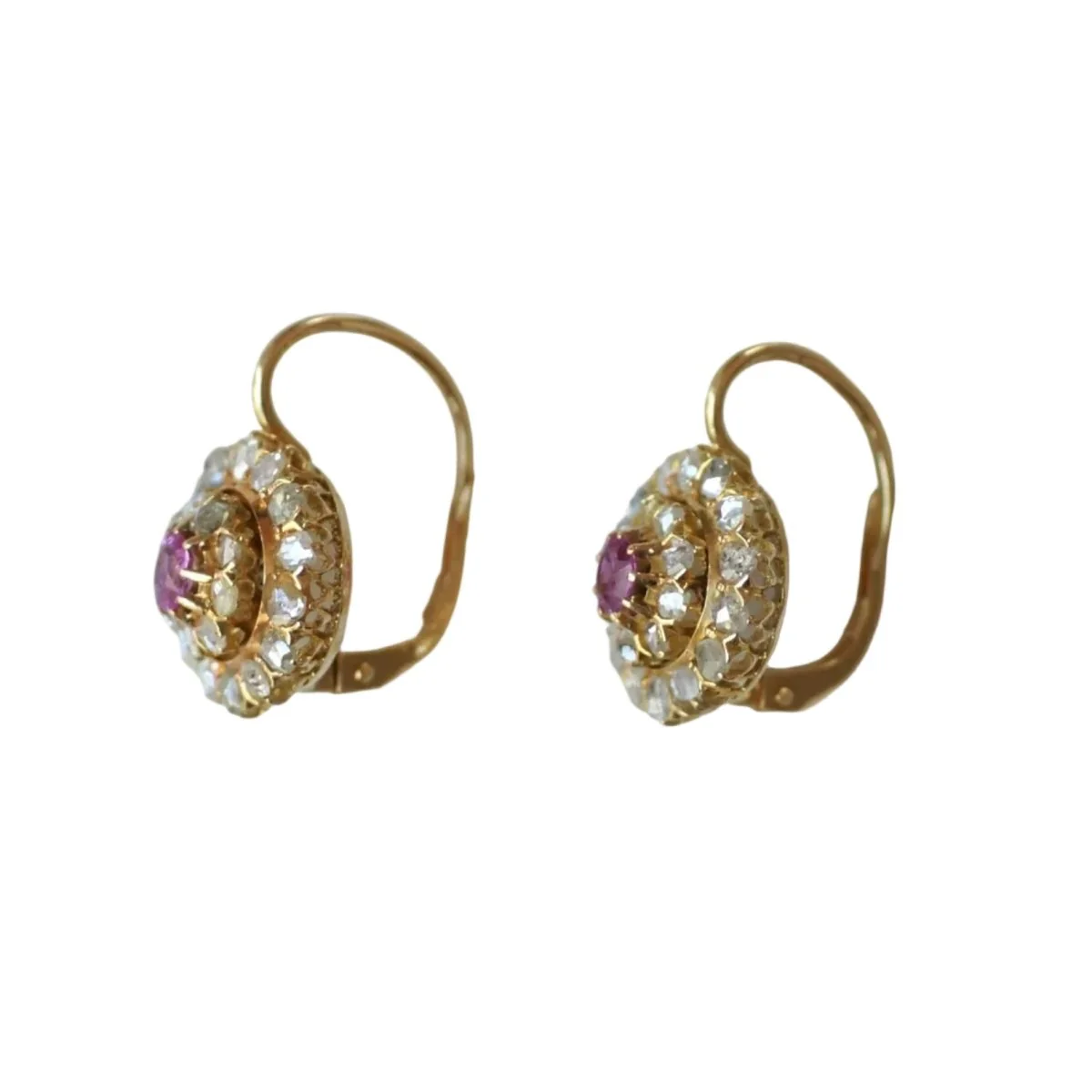 Boucles d'oreilles Dormeuses en or jaune, saphirs et diamants - Image 3