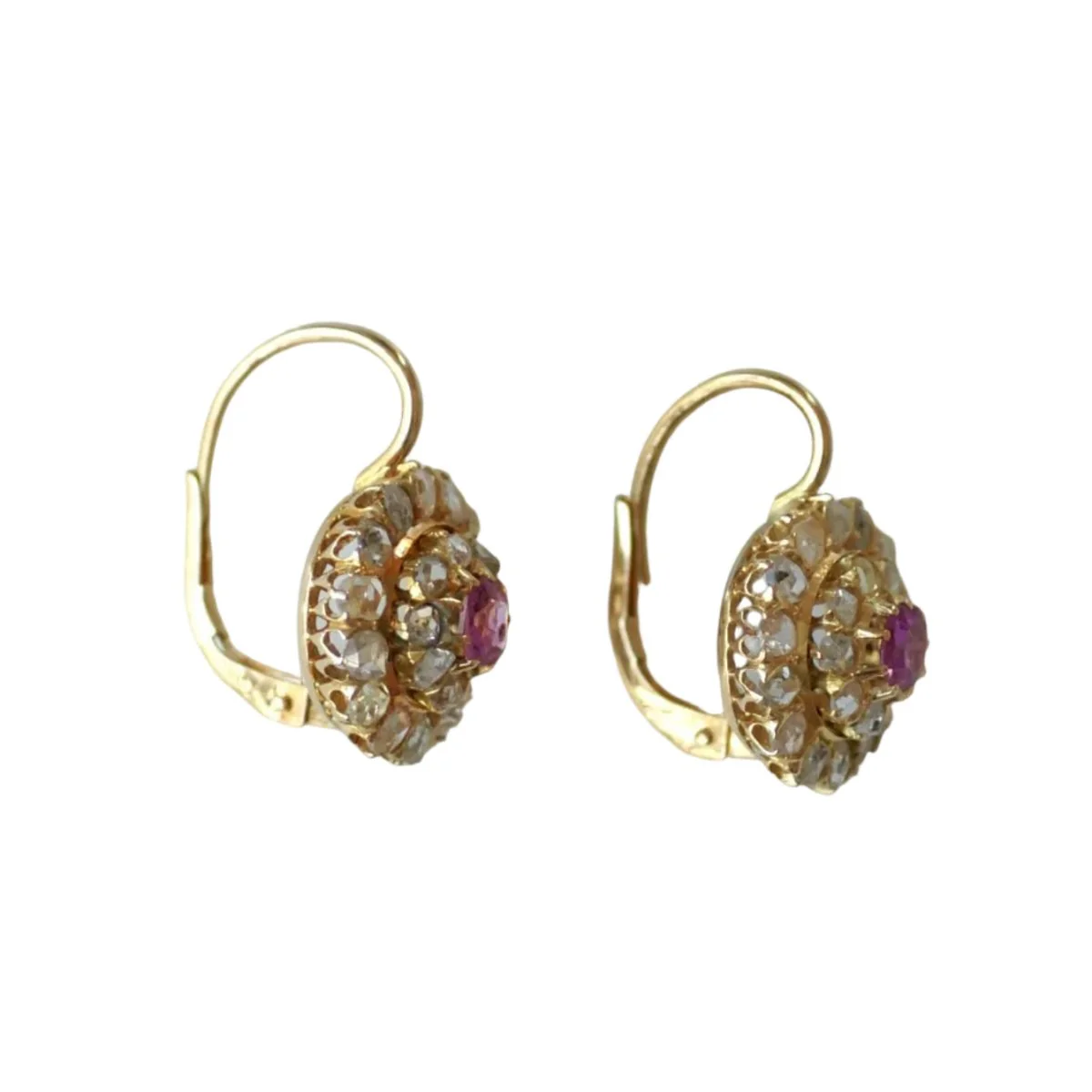 Boucles d'oreilles Dormeuses en or jaune, saphirs et diamants - Image 4
