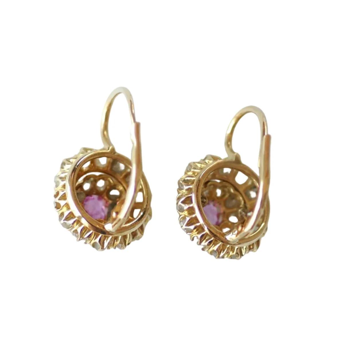 Boucles d'oreilles Dormeuses en or jaune, saphirs et diamants - Image 5