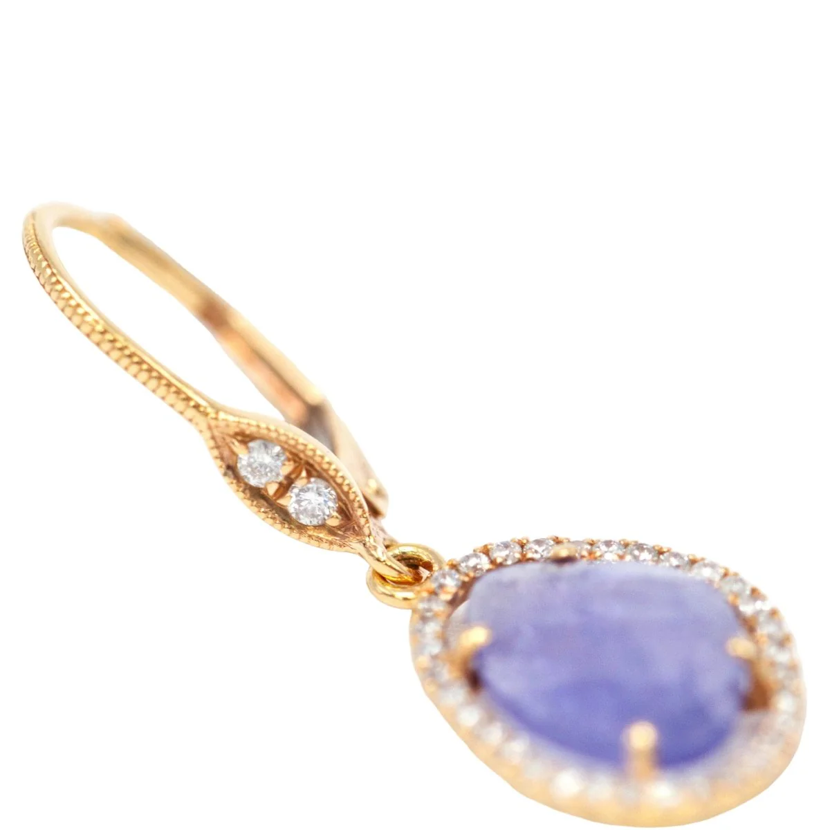 Boucles d'oreilles Dormeuses en or jaune, tanzanites et diamants - Image 3