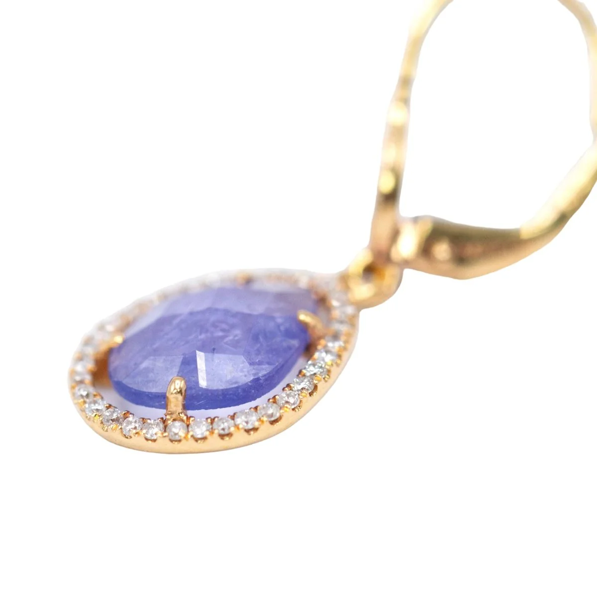 Boucles d'oreilles Dormeuses en or jaune, tanzanites et diamants - Image 4